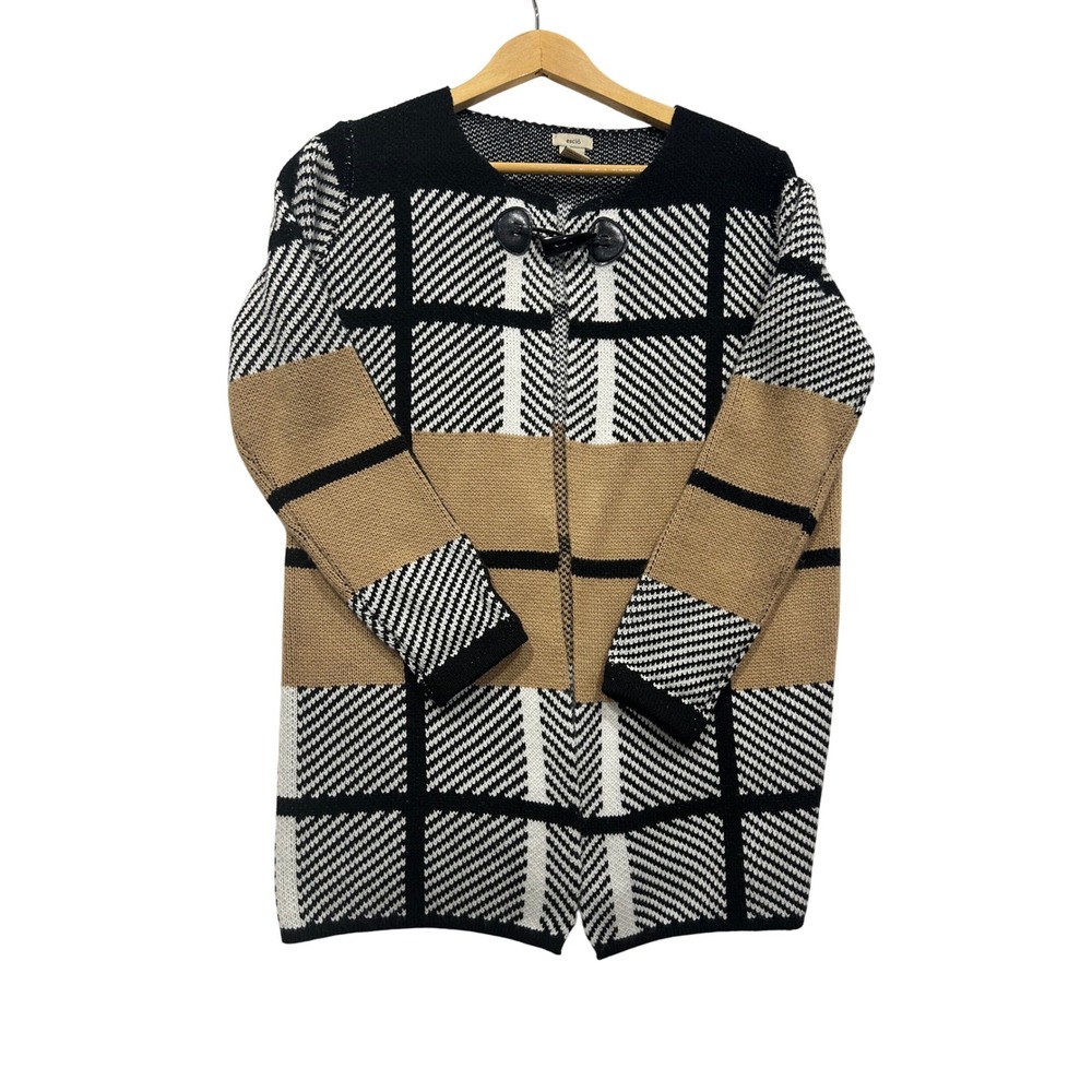 Escio Plaid Knit Cardigan Sweater Black Beige Toggle‎ Closure Medium
(746)